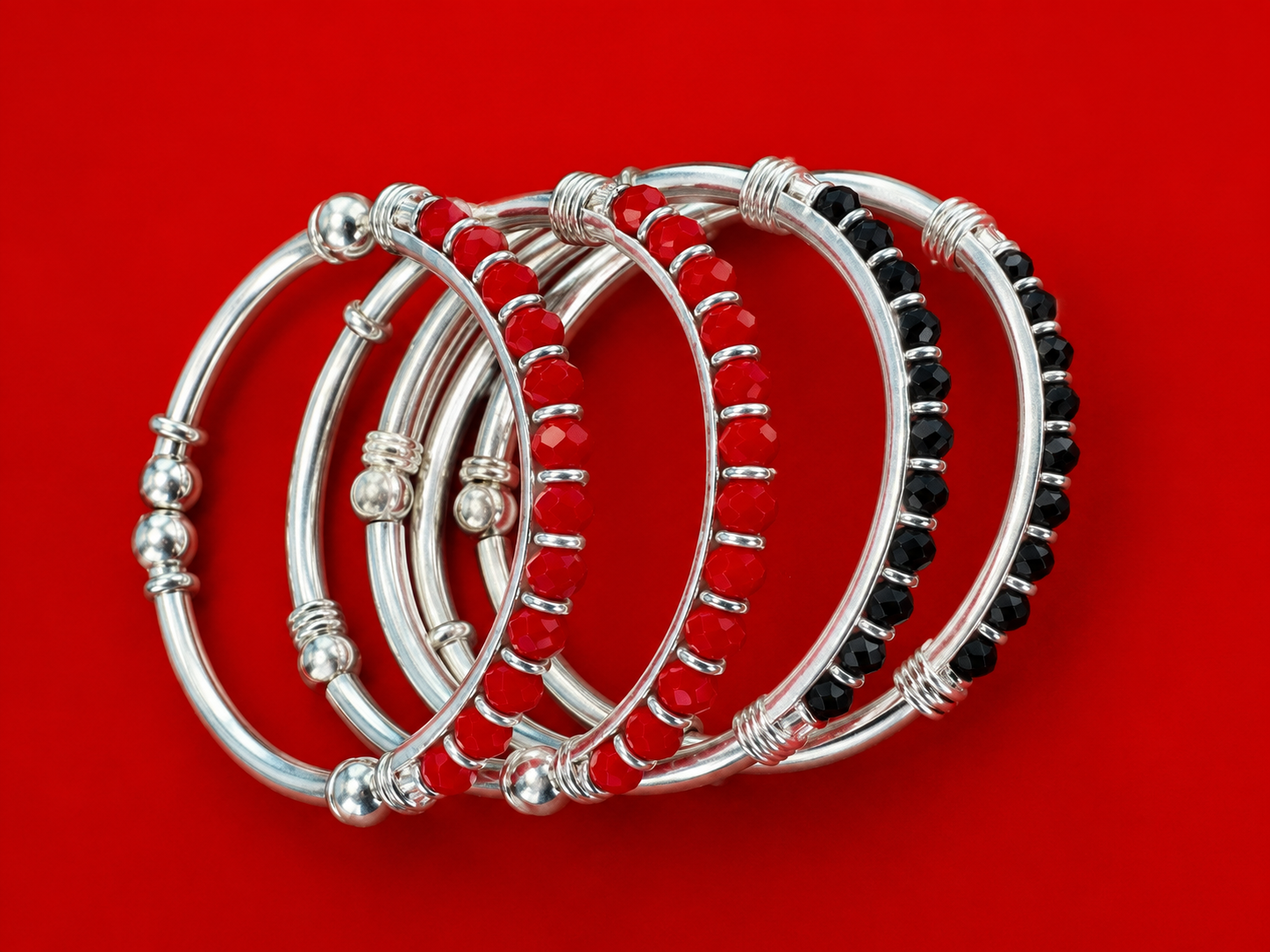 Baby Kada Set — Red & Black Crystal